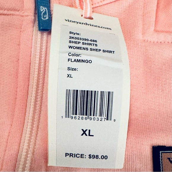 Vineyard Vines Shep Shirt Light Pink Quarter-Zip Sweatshirt - Picture 3 of 5